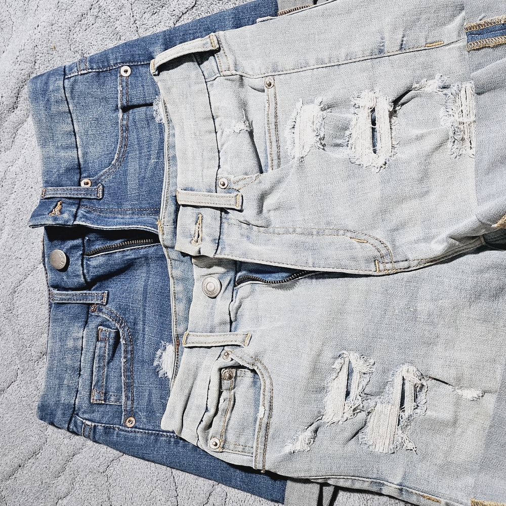 Distressed Denim Shorts and Jeans Set